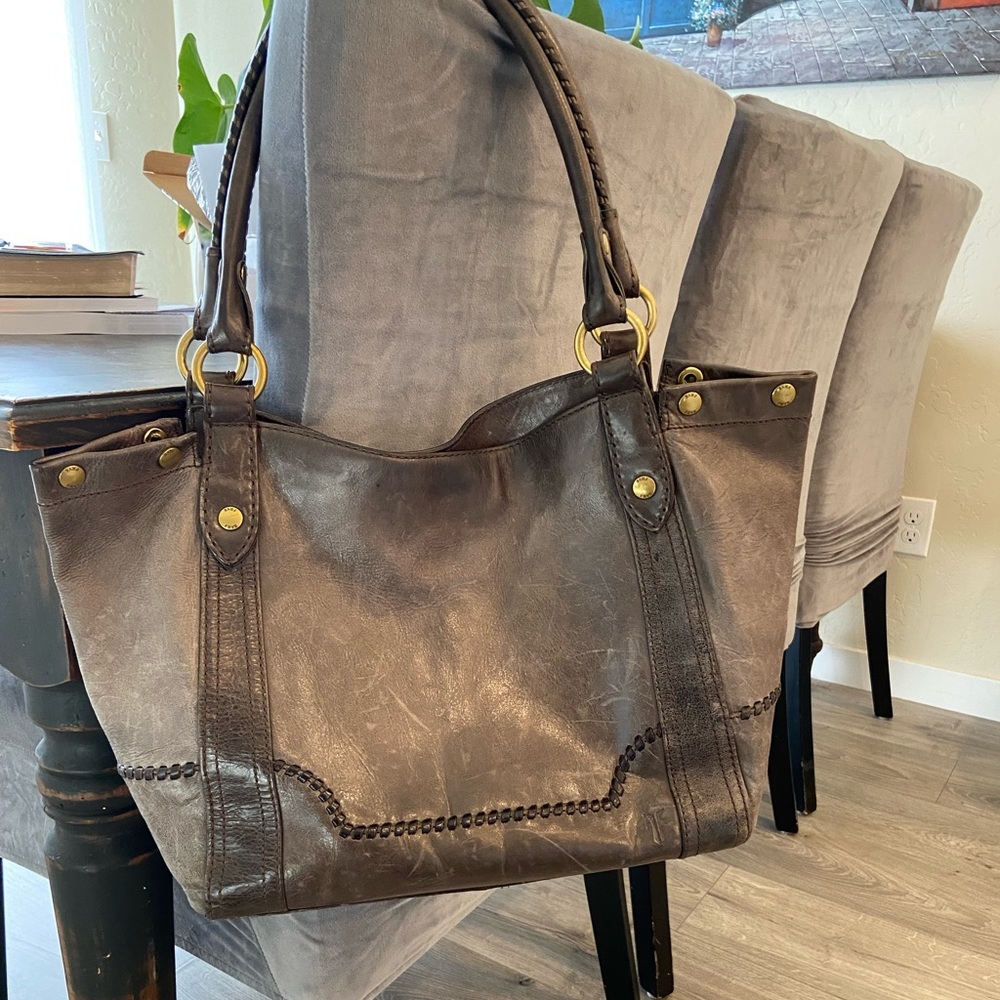 Frye Melissa Whipstitch Shoulder Bag, brown with gold colored hardware